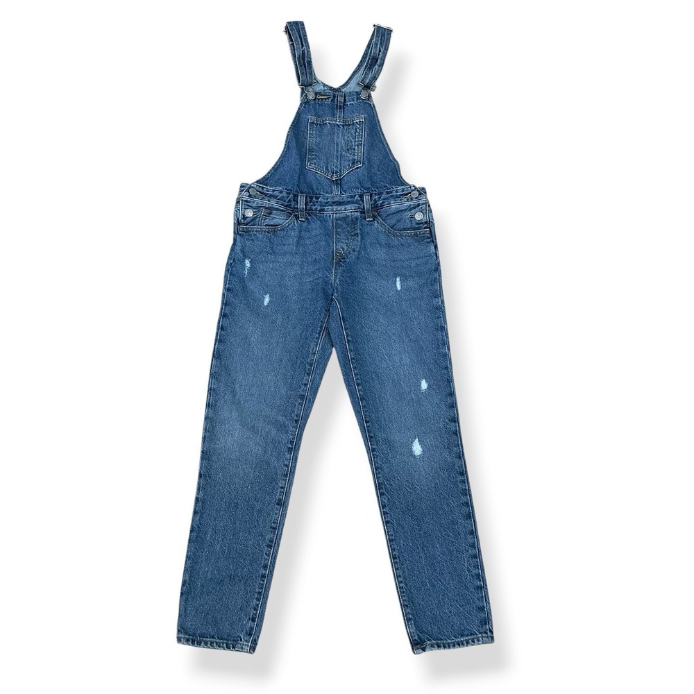 Levis Overalls Women Size XL Blue Distressed Skinny Cotton Denim